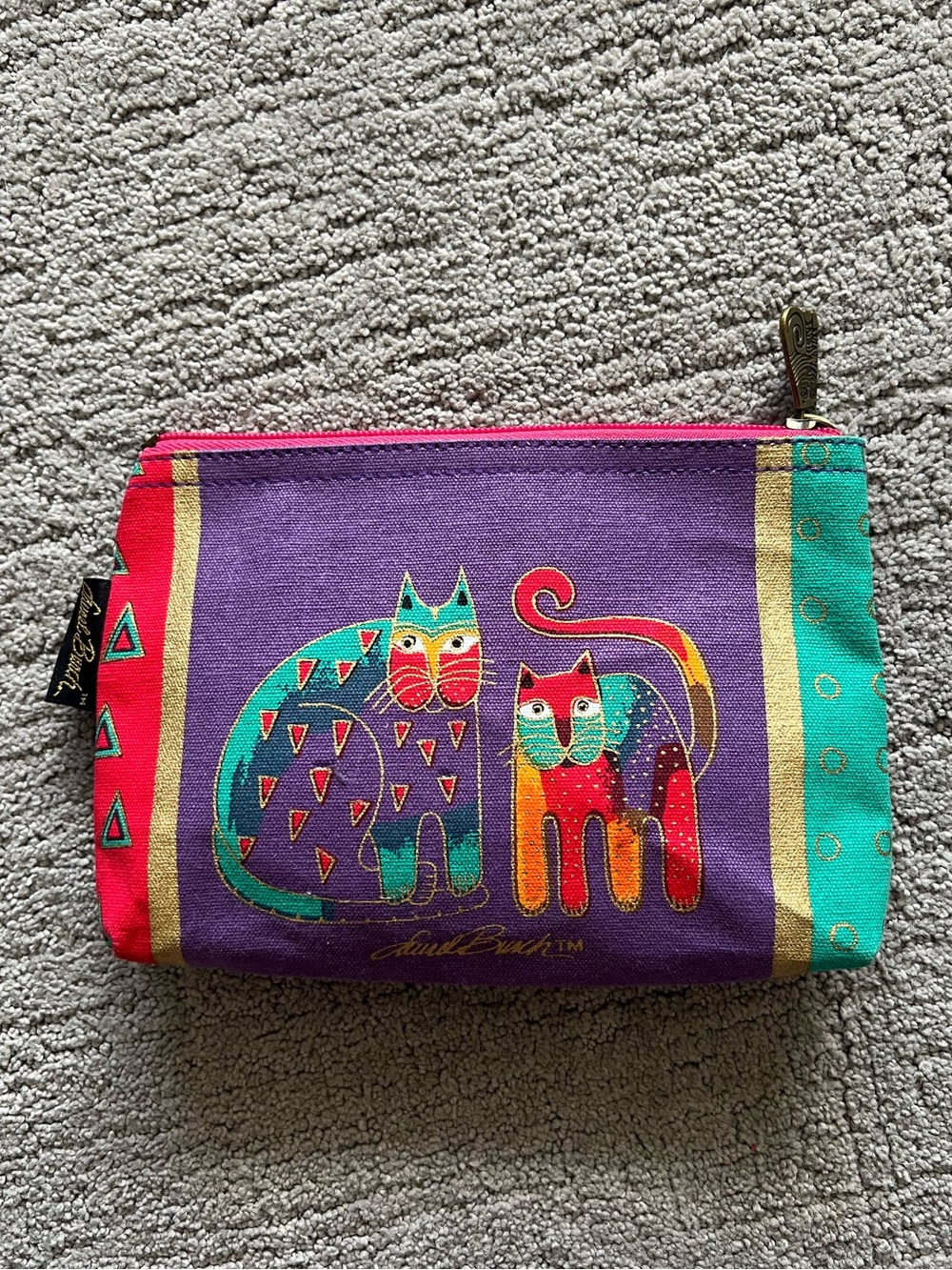 Laurel Burch Multicolor Cat Print Zip Pouch - Picture 2 of 11